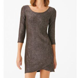 Tahari Metallic Bronze Long-sleeve Women's Ruched Mini Dress Size S NWT